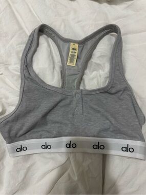 ALO - gray Alo Yoga Icon Ribbed Henley Bra